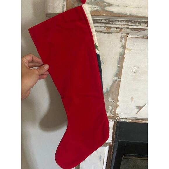 Vintage Wool Embroidered Snowman Velvet Back Christmas Stocking - Picture 5 of 7